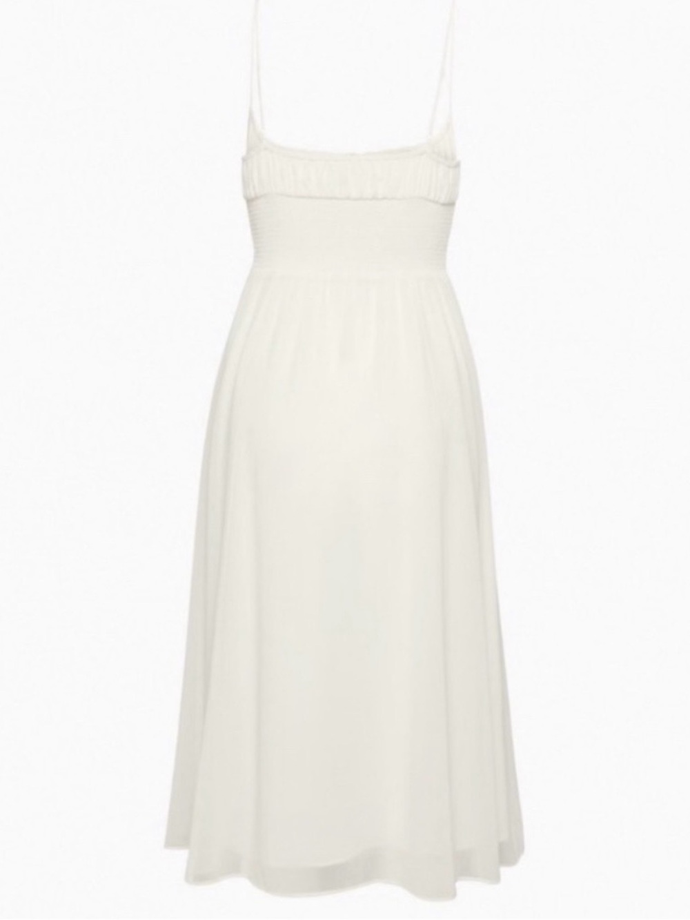Aritzia White Smocked Midi Sundress with Spaghetti Straps - Picture 6 of 6